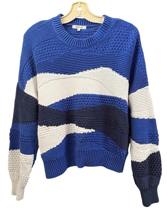 Madewell Sweaters - Madewell Landscape Colorblock Chunky Knit Sweater XL Blue White Navy
